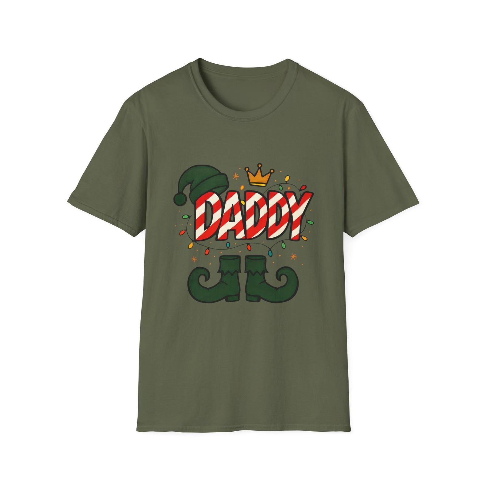 Unisex Softstyle T-Shirt Mens Womens Tees Top DADDY Bubble Letters Elf Boots Crown Lights Christmas 2XL