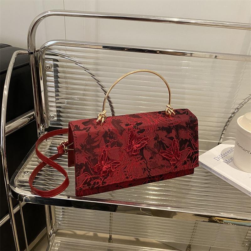 Butterfly embroidery fresh spring and summer tide fashion messenger handbag bag women's shoulder messenger small square bag