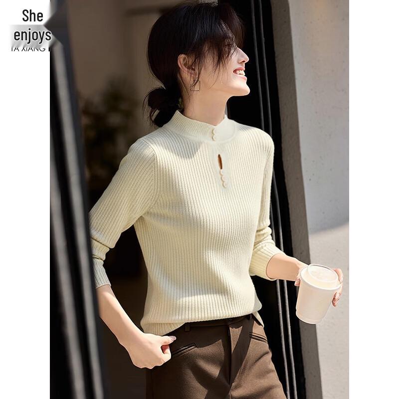

TaXiang Women s Slim-Fit Semi-High Neck Knitted Sweater One Size