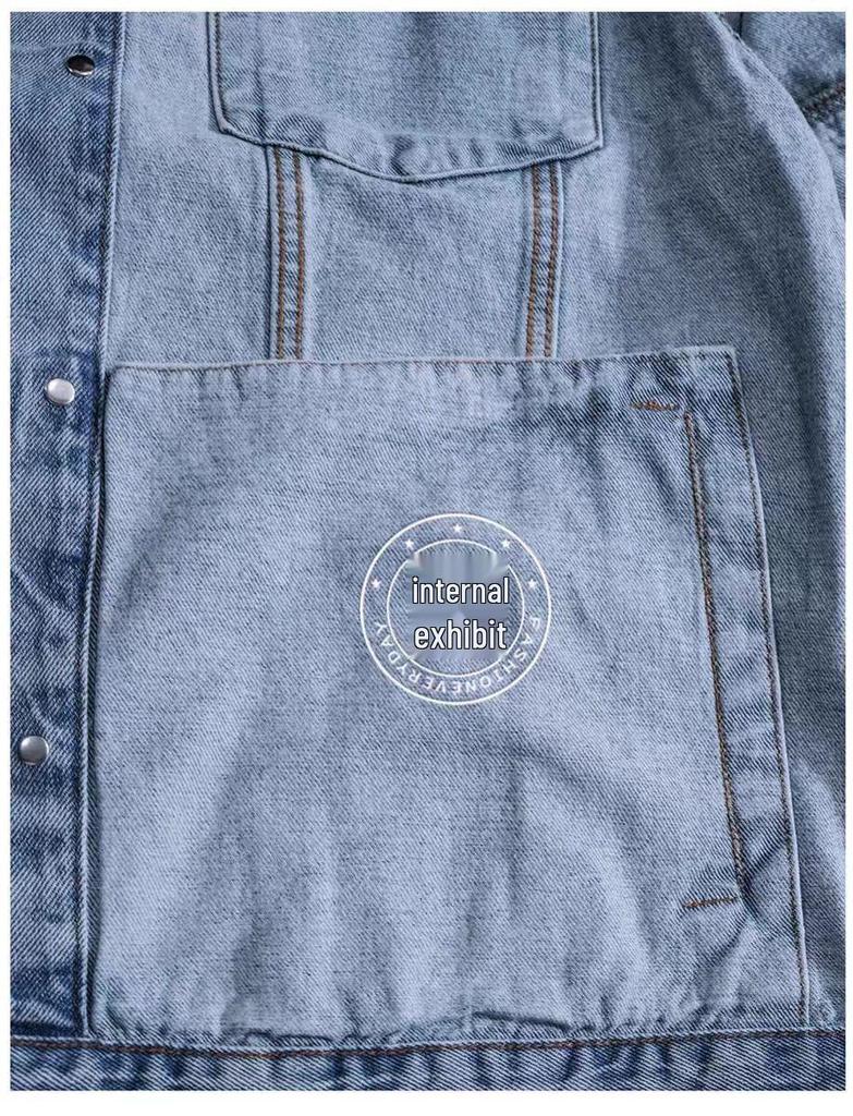 Trendy Men's American Retro Denim Jacket: Versatile Spring/Autumn Style with Handsome Collar