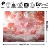 Sfondo 2D Fantasioso Cielo Rosa con Palloncini a Forma di Cuore, Nuvole e Farfalla per Servizi Fotografici a Tema Maternità e Amore