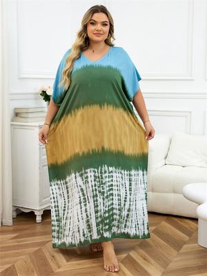 Lässige Kaftan-Kleider für Frauen 2024 Böhmisches bedrucktes Kleid Entspannte leichte Jacke Badeanzug-Überzug Urlaub Strand-Überzüge