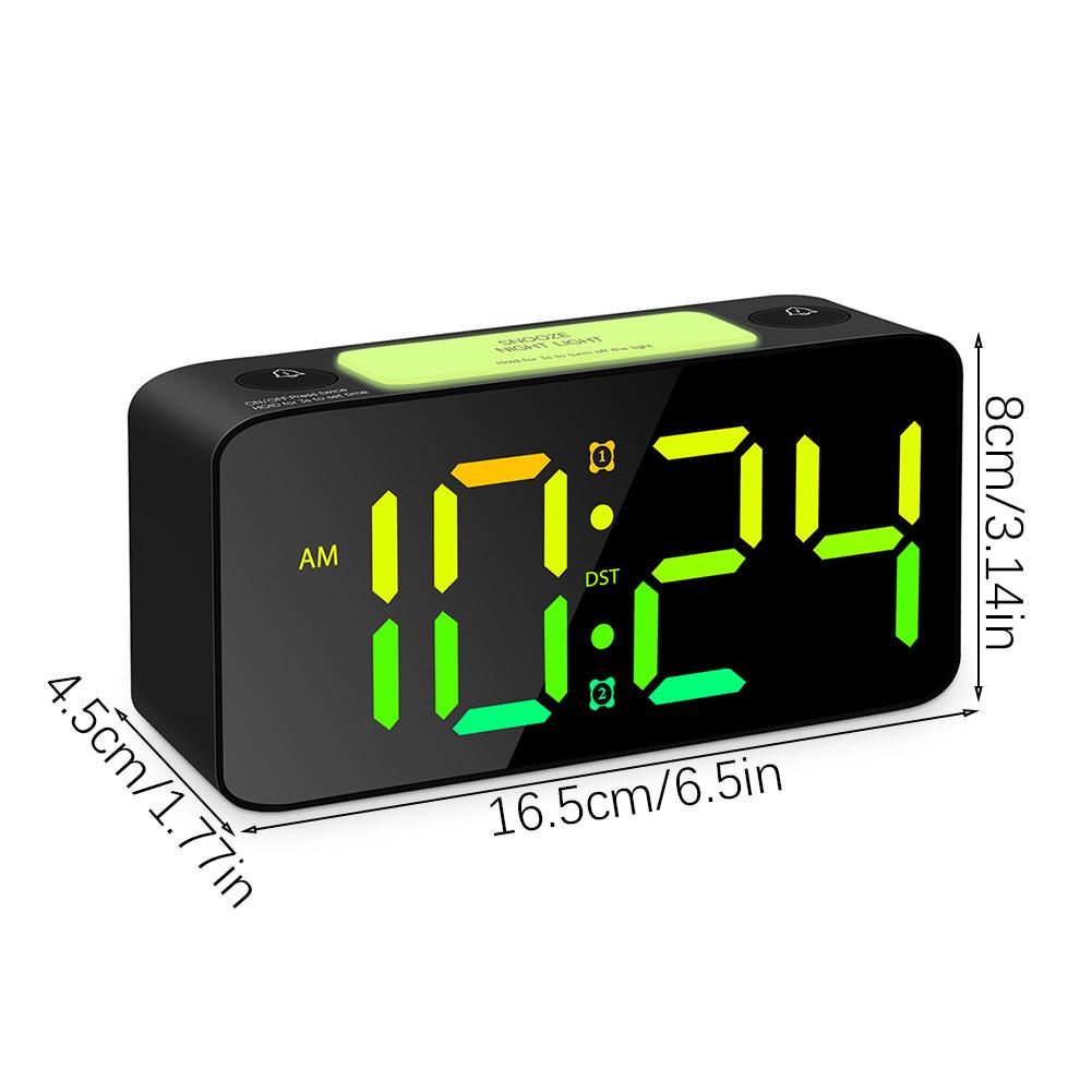 Large Display RGB Digital Alarm Clock Bedside RGB Backlit Super-Loud Wake-Up Alarm Clock Used For Students To Wake Up