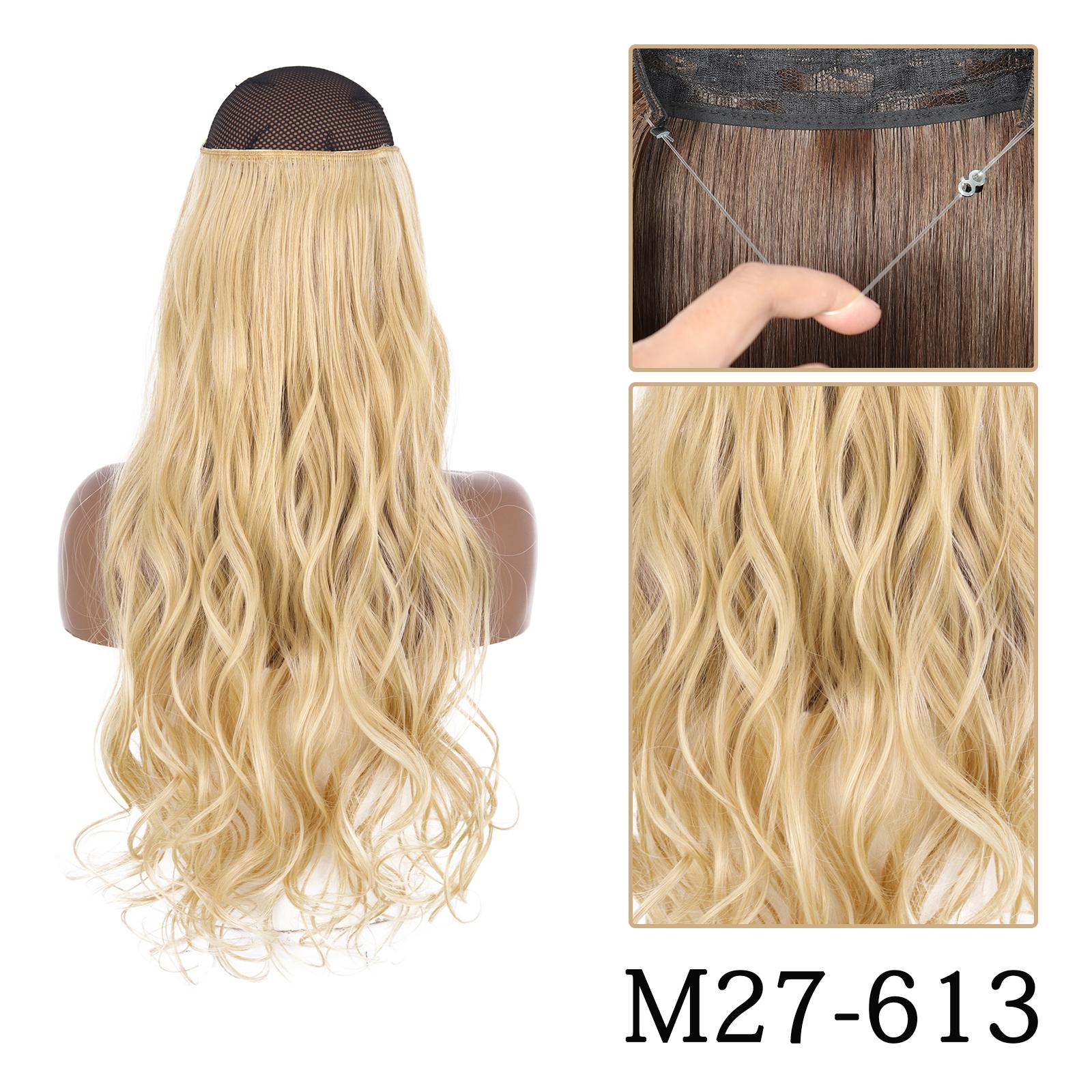 

MISS WIG Синтетические волосы для наращивания без зажимов, натуральный черный блондин, длинная прямая рыбья проволока, термостойкое волокно, шиньон 55cm