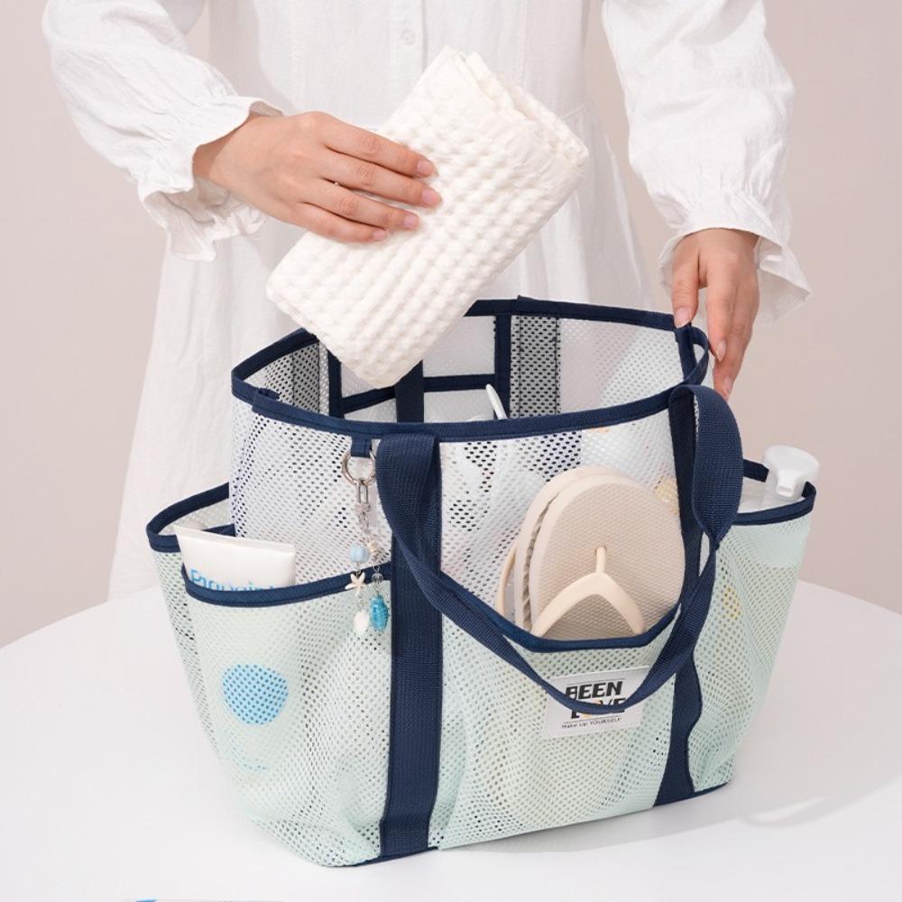 New Portable Handbag Mesh Large Capacity Mesh Wash Bag Swimming Storage Bag Unisex