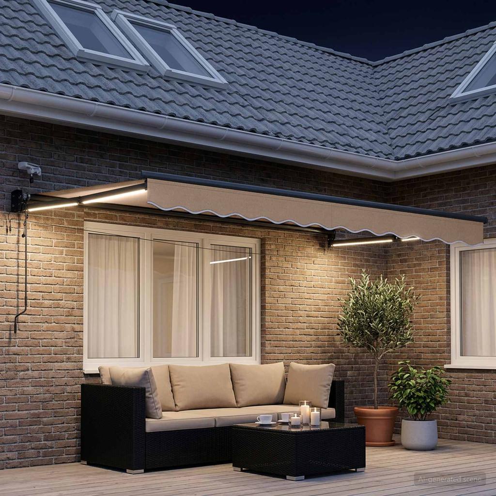 Electric Retractable Awning Taupe