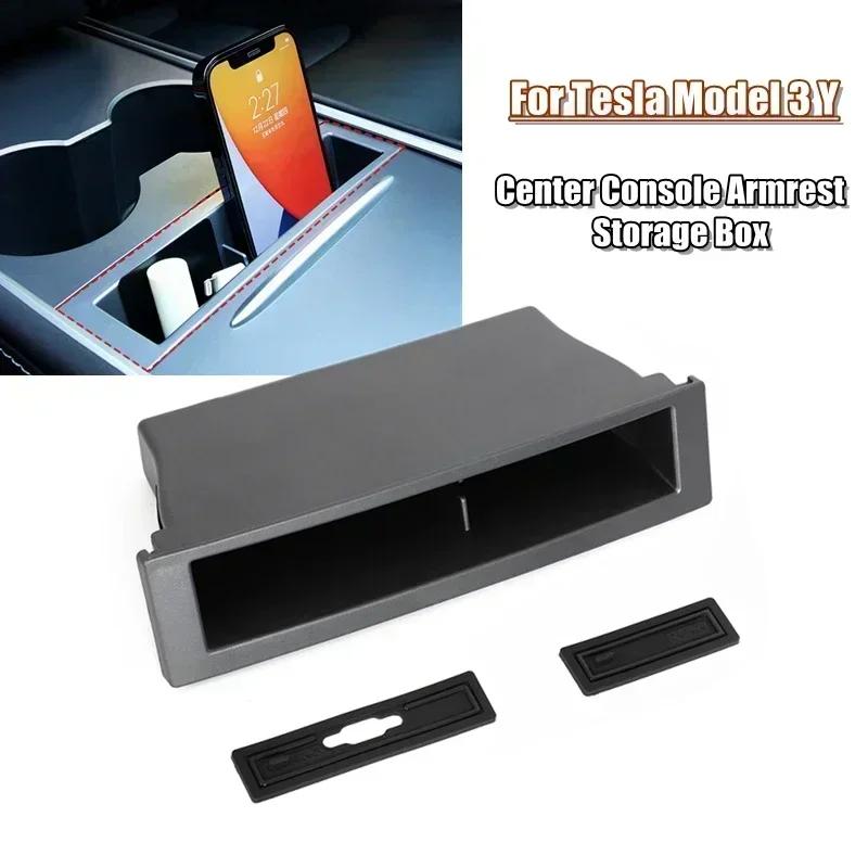 Car Center Console Armrest Storage Box For Tesla2026-2026 Model Y Model 3 Embedded Card Key Phone Charging Cable Organizer Case