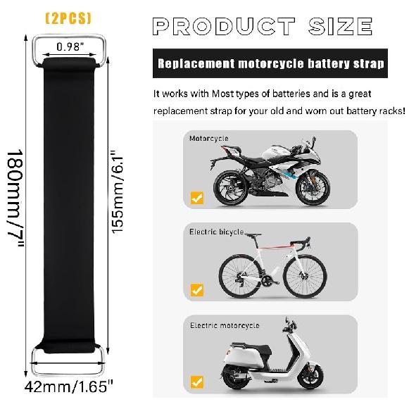 Motorcycle Universal Rubber Battery Tie Down Band Strap Fixed Holder Belt Parts