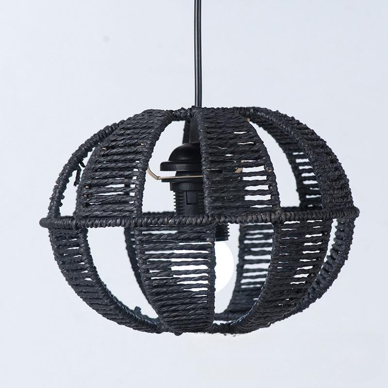 Hand Knitting Imitation Rattan Replacement Shade for Pendant Light Vintage Bulb Guard Ceiling Oval Plastic Shade DIY