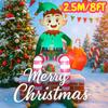 8 FT Christmas Inflatable Toys Decorations Outdoor Sitting Elf Holding Gift Bag Blow Up Christmas Decor Builtin LED Light Toy
