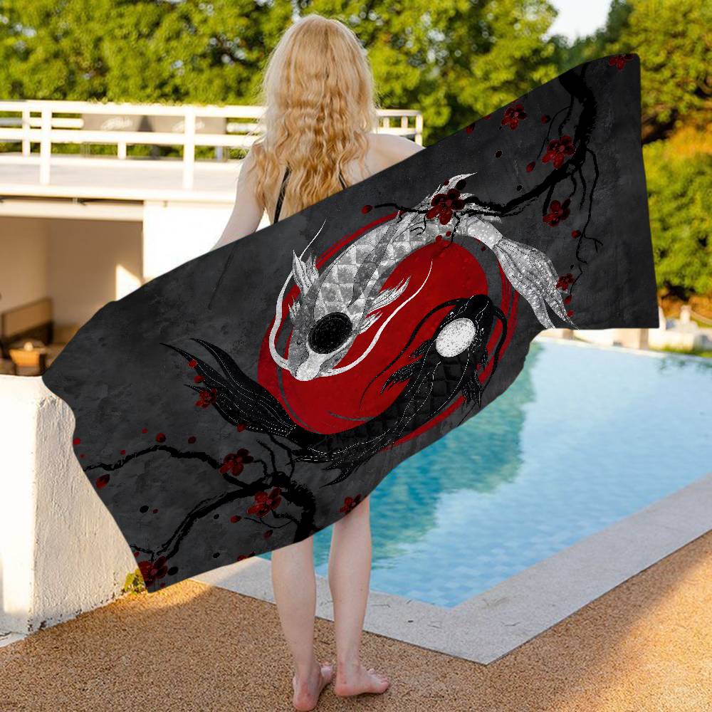 Chinese Tai Chi Bagua Yin Yang Anime Beach Swimming Towel Soft Absorbent Washcloth Children's Gifts for Kids Travel Camping Gym
