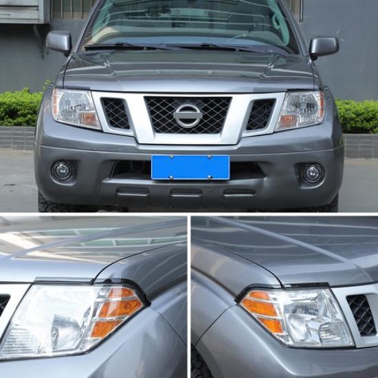 Glossy Piano Black Headlight Eyebrow Trim Sticker for Nissan Frontier 2009-2017