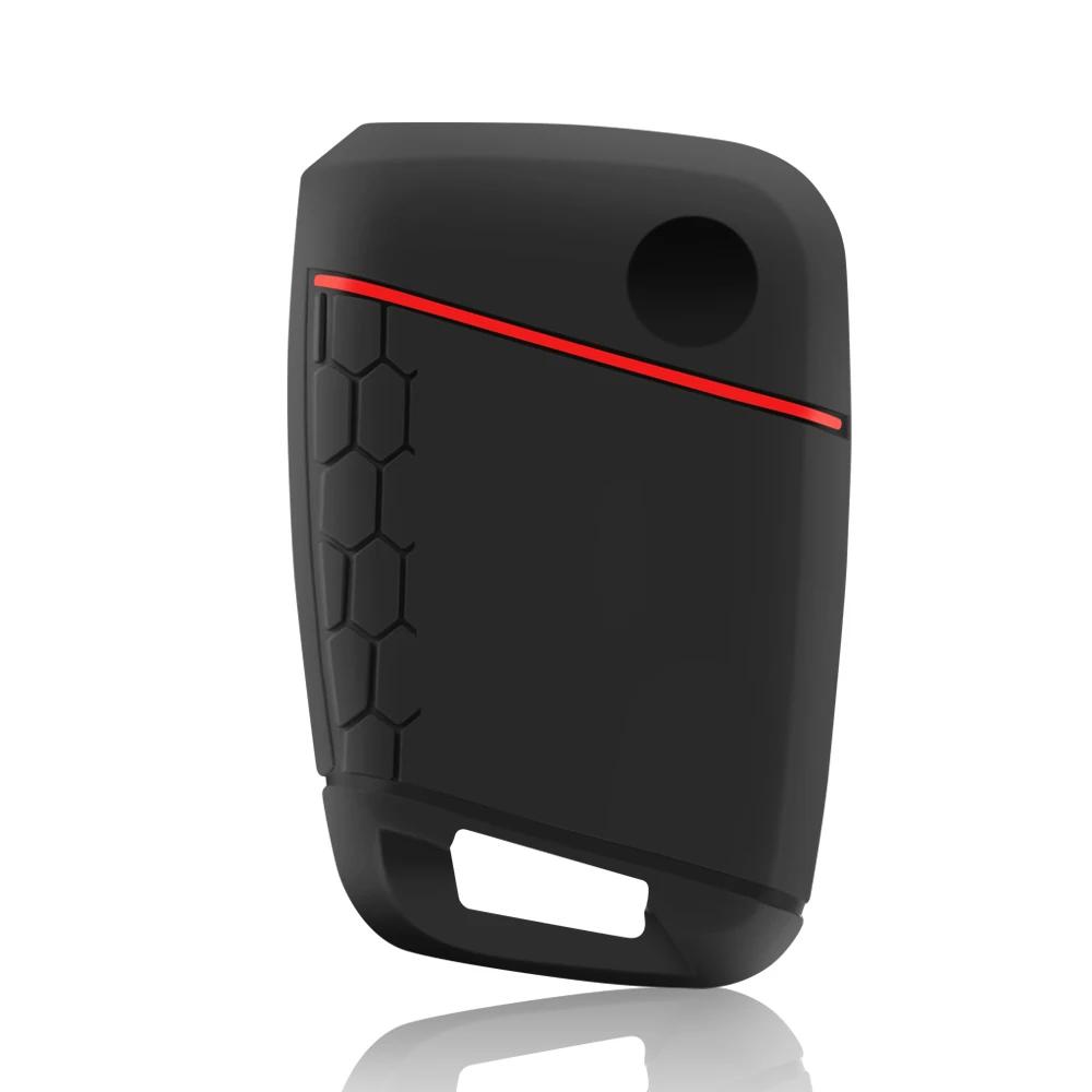 Silicone Car Key Case Cover for VW 2018 Atlas Tiguan Golf 7 Magotan 4 Button Replacement Smart Keyless Holder