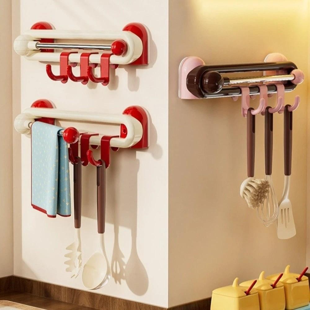 Wall Rotating Sliding Hooks Waterproof Kitchen Storage Hooks Practical Wall Towel Hooks Kitchen