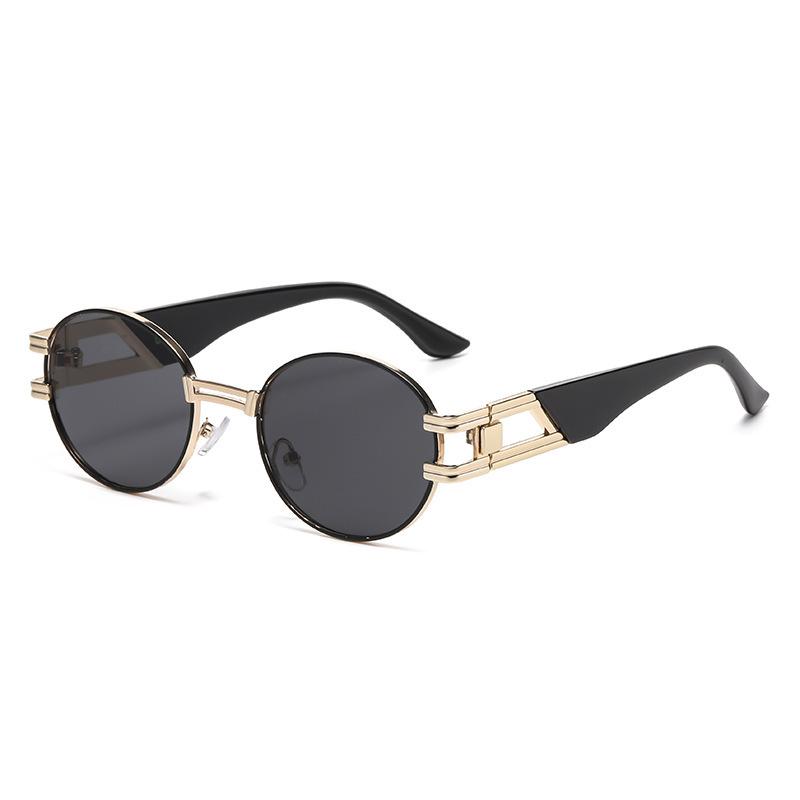 Oval Sunglasses Women Metal Steampunk Fashion Shades UV400 Protection Gradient Pink Lens Round Frame