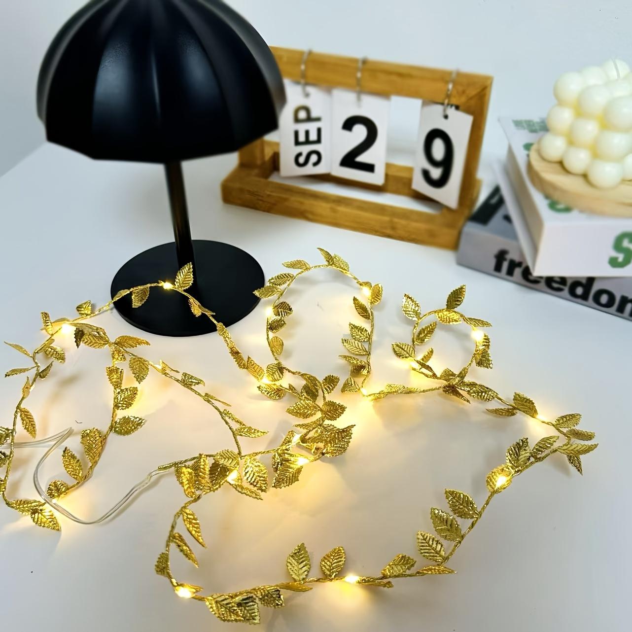 

Гирлянда из золотых листьев, 20 светодиодов, питание от батареек (Не включено) для Двери, Обеденных столов, Штор, Праздничные украшения на День святого Валентина, Свадьбу 2 m 20 LED lights