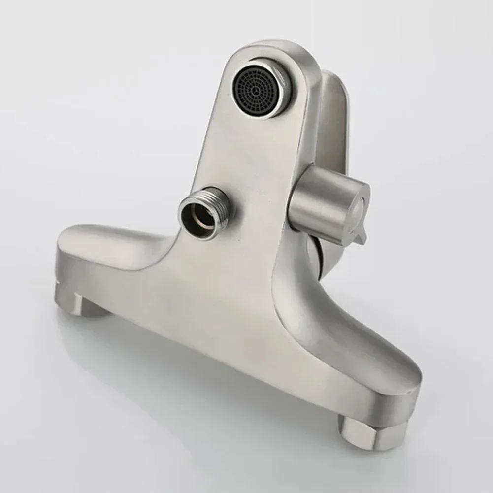 Bathroom Shower Faucet Wall Mounted Stainless Steel Mixer Tap Hot And Cold Water Mixer Triple Shower Tap Bathroom Bathtub Faucet