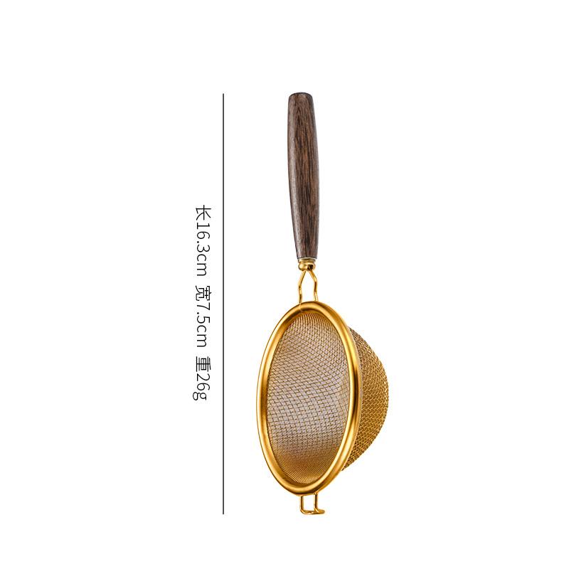 Small 304 Stainless Steel Tea Strainer with Wooden Handle Mini Flour Sieve Household Tea Leaf Infuser Maker Teapot Accessories