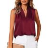 Blusa Estiva Casual da Lavoro da Donna Senza Maniche Scollo a V Rigate Raso Monocolore