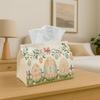 1pc Rustic Farmhouse Decorative Easter Tissue Box - Easter Egg Garland Fence - 10.92*12.95*17.78cm Tissue Box Holder, Napkin Holder, Sturdy for Living