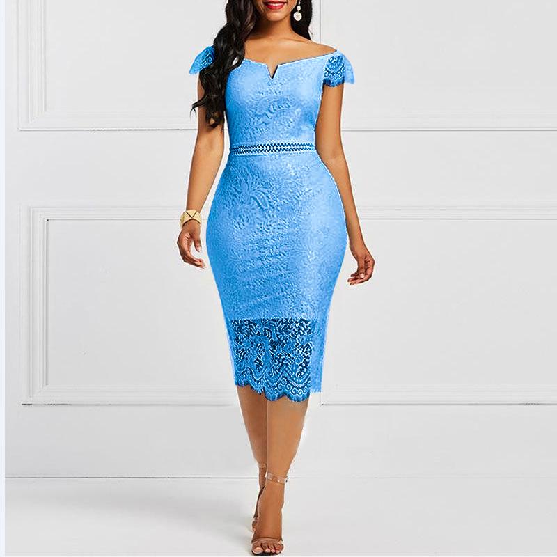 Trendy One-Shoulder Lace Dress: European & American Style