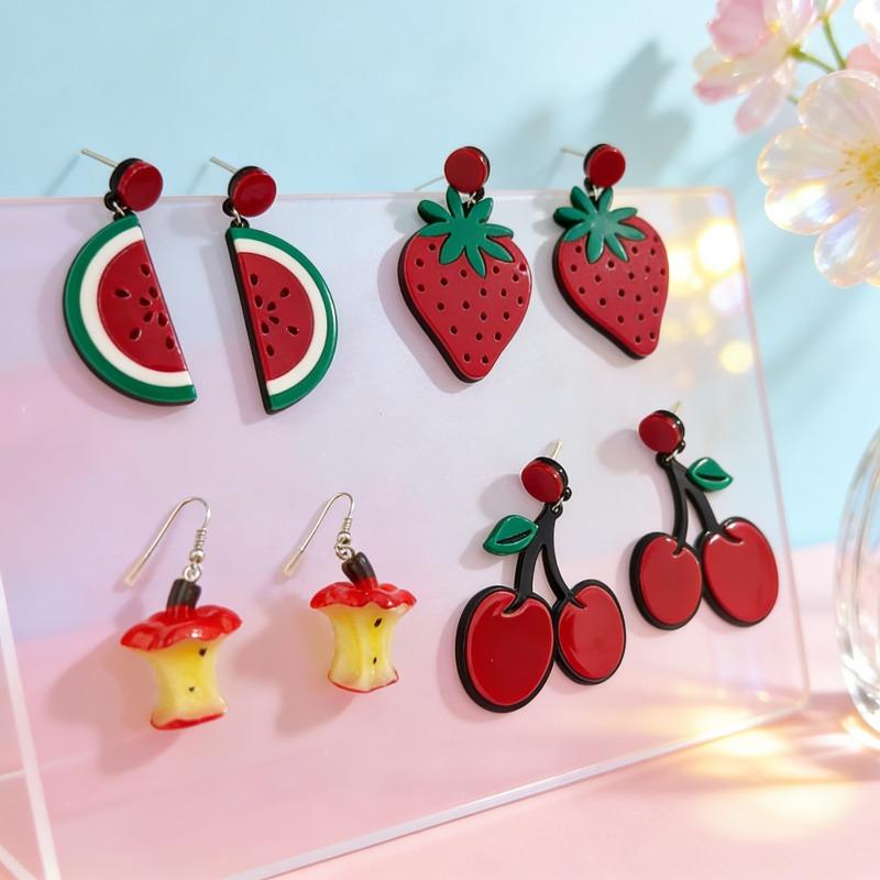 Exaggerated fruit and vegetable series acrylic personality small fresh earrings earrings women's multi-style