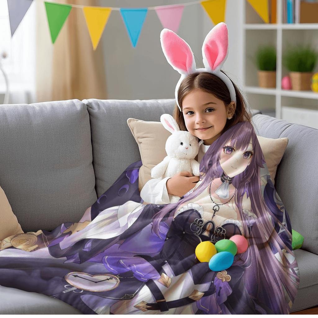 Space Anime Flannel Fashion Blanket - Soft Thickened Square Digital Print Throw for Sofa/Bed