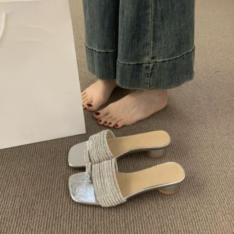 Fashion Crystal Women Flats Slippers Elegant Fashion Shoes Dress Woman Sandals Summer 2025 Party Luxury Slides New Mujer De Zapatillas