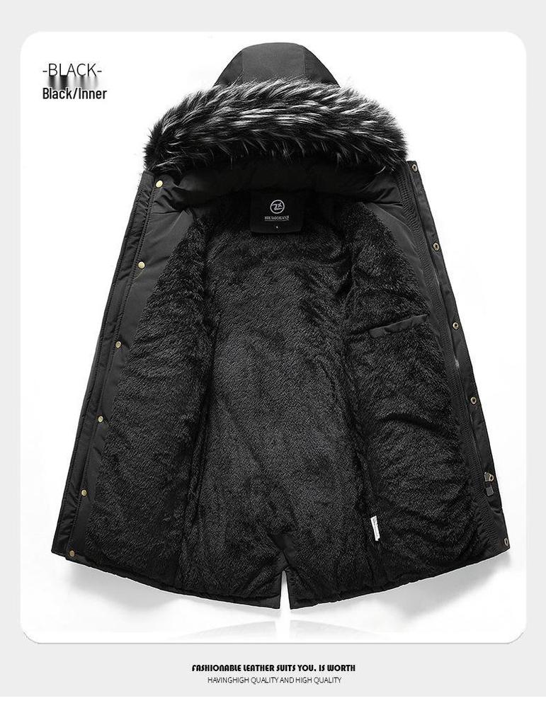 Herren Winter Slim Fit Kapuzenjacke - Mittellang, Dick und Modisch