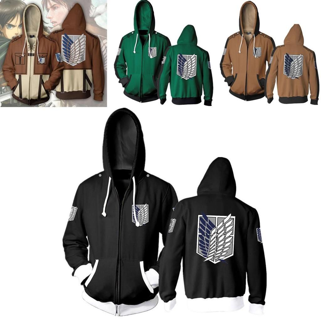 Premium Attack On Titan Hoodie Hooded Sweater Sweatshirt Zipper Coat Cosplay Costume For Fans