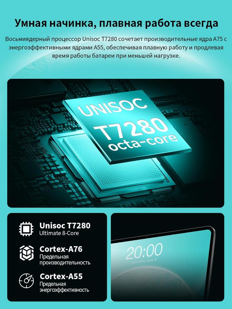 Tablets Odea A13+Bundle 8G+128GB 13.36" T7280  IArm Mali-G57 MP1@850MHz 1920*1200 Google Android 15