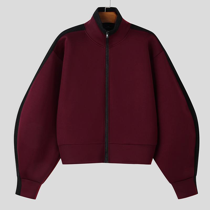 INCERUN Frühling Männer Langarm Reißverschluss Up Nähte Jacken Kurze Mäntel