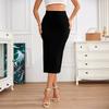 Women's Fashion Wrap Hip Stripe Slit High Waist Stretch Skirt