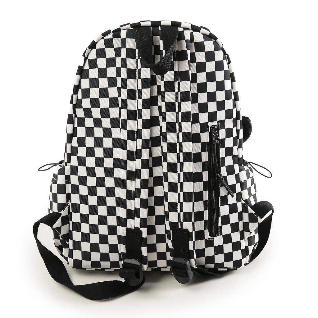 Korean Girl's Backpack for High School Students Attending Classes, Large Capacity Travel Backpack, Checkerboard Fashion
