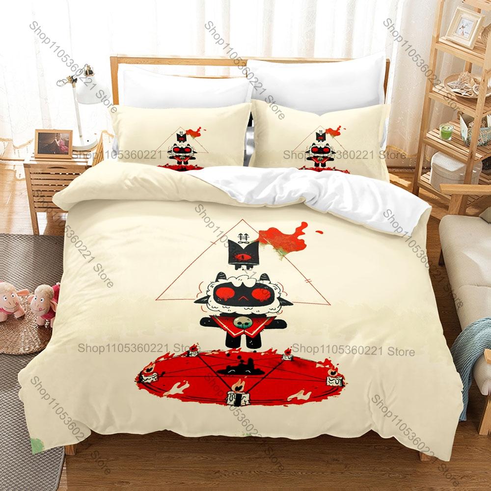 Cool Roguelike Cult Of The Lamb Game Merch Duvet Cover Set 1 Duvet Cover + 2 Pillowcases Soft Microfiber For Gamer Fans