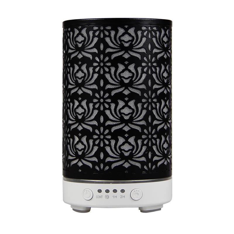 Aroma Diffuser Scent Ultrasonic Air Humidifier Iron Art Hollow Lotus Flower Pattern 2025 New Home Decorations with LED Lights