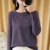 Women's Knit Base Layer Thin Long-Sleeve T-Shirt Loose-Fit Korean-Style Pullover Top