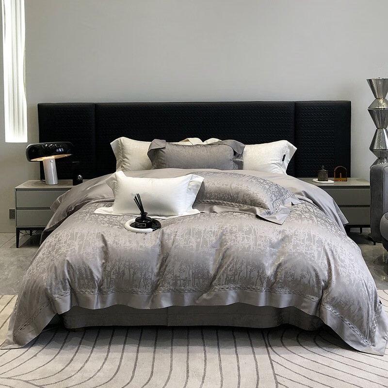 COMOLIVING Tencel Cotton Lace Duvet Cover