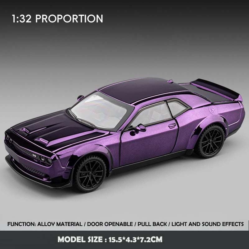 Electroplated 1/32 Alloy Dodge Hellcat Sports Car Model with Light and Sound Effects Collection Miniature Voiture Diecast Toy Vehicle