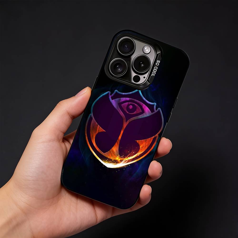 T-Tomorrowland Phone Case For iPhone17, 16,15,14,13,12 Pro Max Black Candy Matte Shockproof Cover