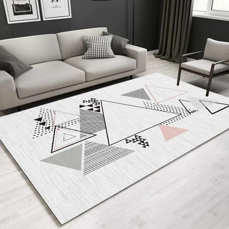 Pink Geometric Carpet Colorful Triangular Anti Slip Carpet Modern Simple and Versatile Pattern Floor Mat Home Decoration