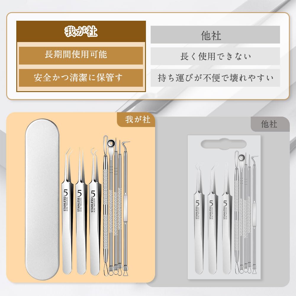 Samcos Precision Tweezers for Blackhead tip for removing and Designed for precise Includes storage Removal 0.1mm wide, ultra-fine blackheads, hair,