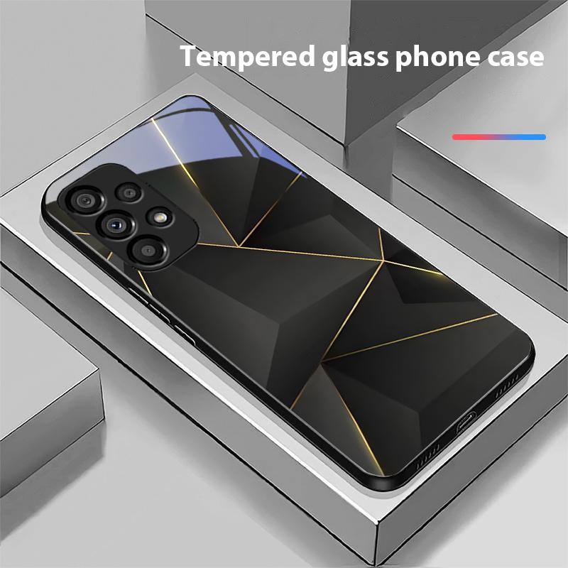 Preto Prisma Para Samsung Galaxy S10 20 Plus 21 FE 22 23 24 FE 25 Ultra Capa de Telefone de Vidro Temperado Preto Casca Rígida