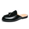 Black Half Shoes for Men Mules Slippers Leather Shoes Men Sapato Social Masculino Mocassin Homme Chaussure Zapatillas