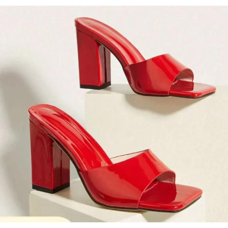 Fashion 2025Onlymaker Women Square Toe PVC Slip on Clear High Heels Transparent Summer Concise Casual Party Dress Sandal