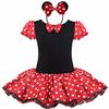 New Girl Minnie Dot Bubble Sleeve Tutu Dress Halloween Christmas Sweet and Cute Ballet Dress with Hair Hoops