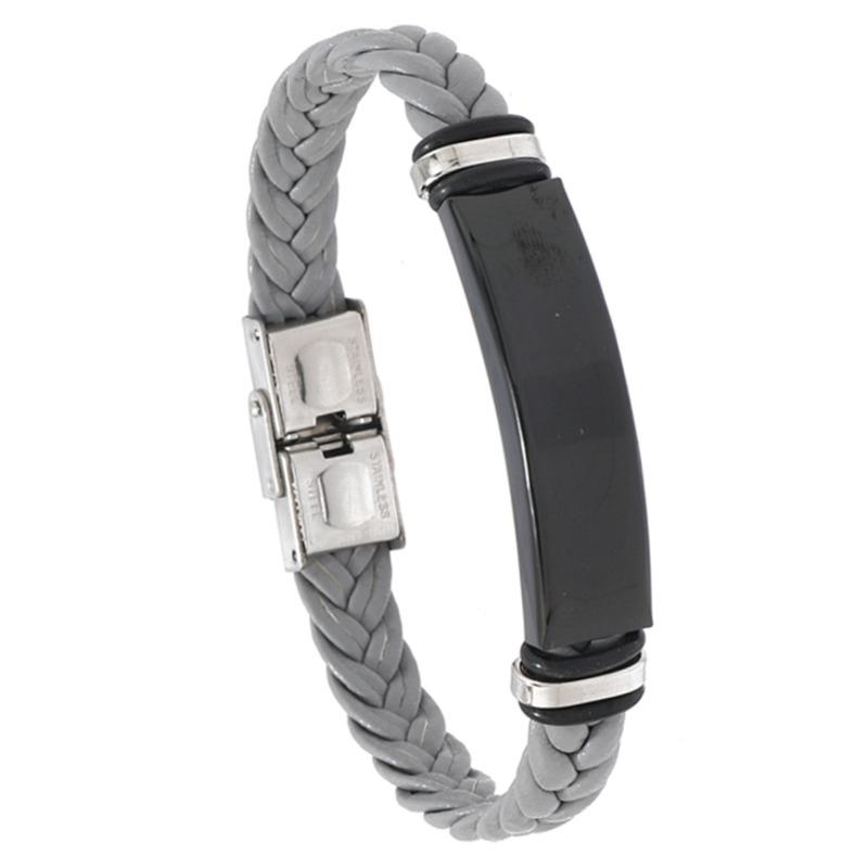 Meier Beautiful jewelry braided stainless steel men bracelet casual glossy leather bracelet bracelet