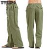 Men's Autumn Streetwear Elastic Waists Trousers Loose Pants Straight Party Pants Linen Plus Size