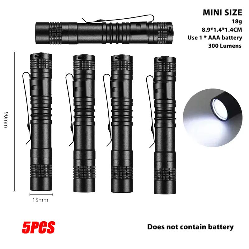 1-5Pcs Mini Portable LED Pen Light Ultra Bright High Lumens Handheld Torch Pocket Flashlight For Camping Outdoor Emergency
