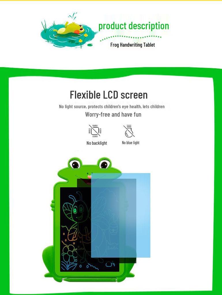 8.5 Inch Frog Cartoon LCD Writing Tablet for Kids - Electronic Drawing and Handwriting Board